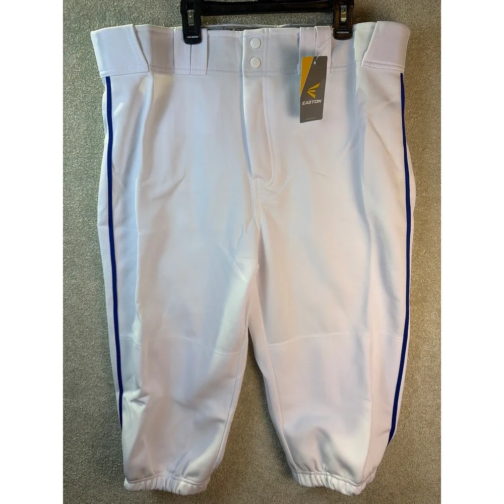 Easton‎ Pro+ Knicker Baseball Pants Adult XXL White Royal Blue Piped A167105 NEW